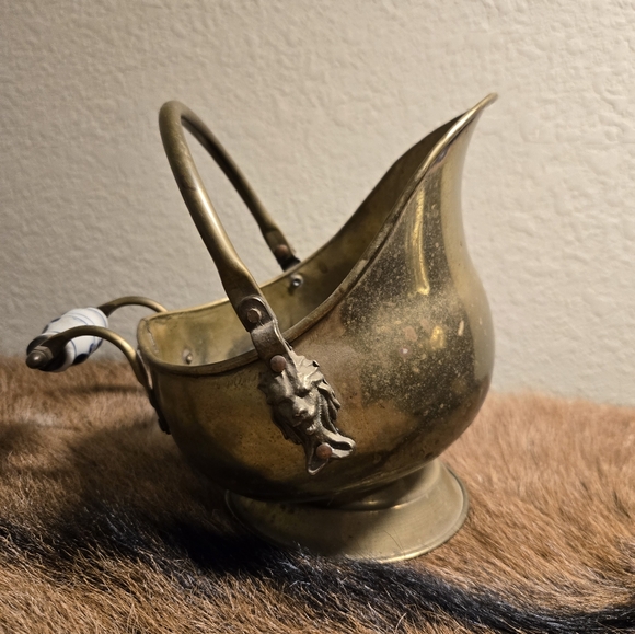 Other - Antique Brass Coal Scuttle With Ceramic Handle